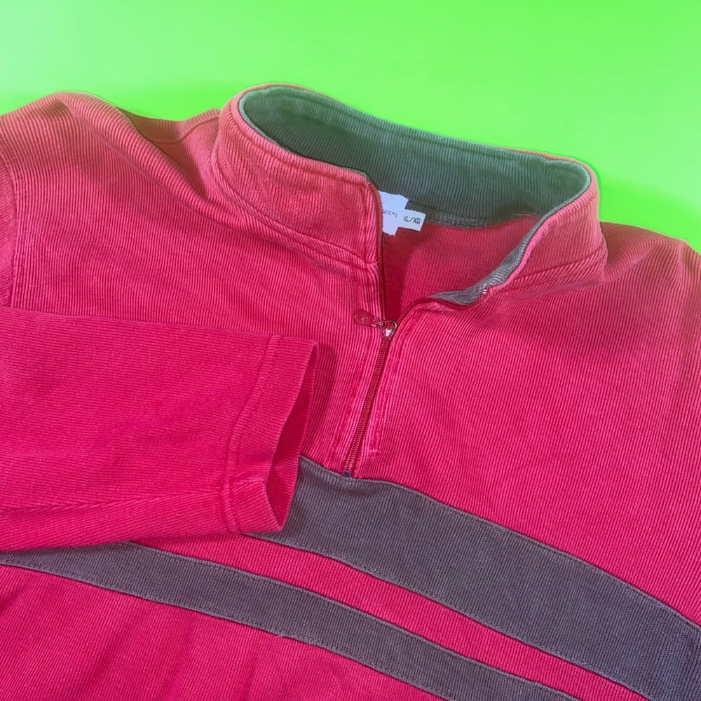 Calvin Klein Jeans Men's Red cotton 1/4 Zip Long Sleeve Pullover Xl‎